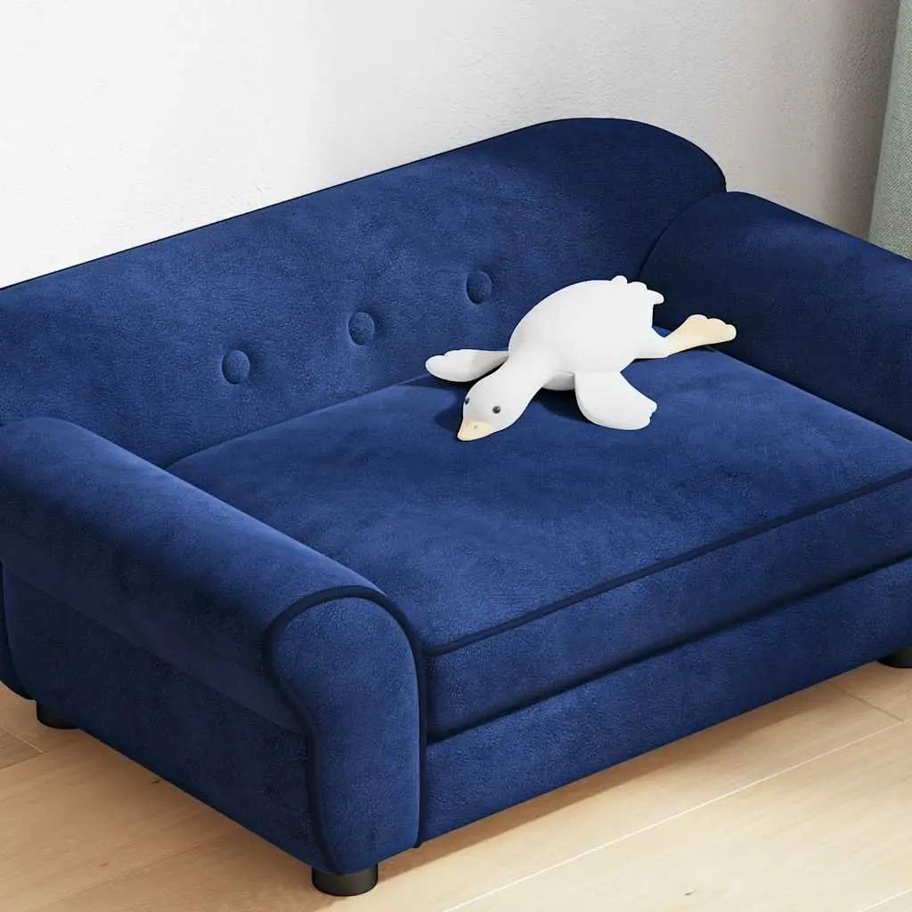 Dog Sofa Bed Plush Wooden Frame Blue Small Animals Cats Washable Cover