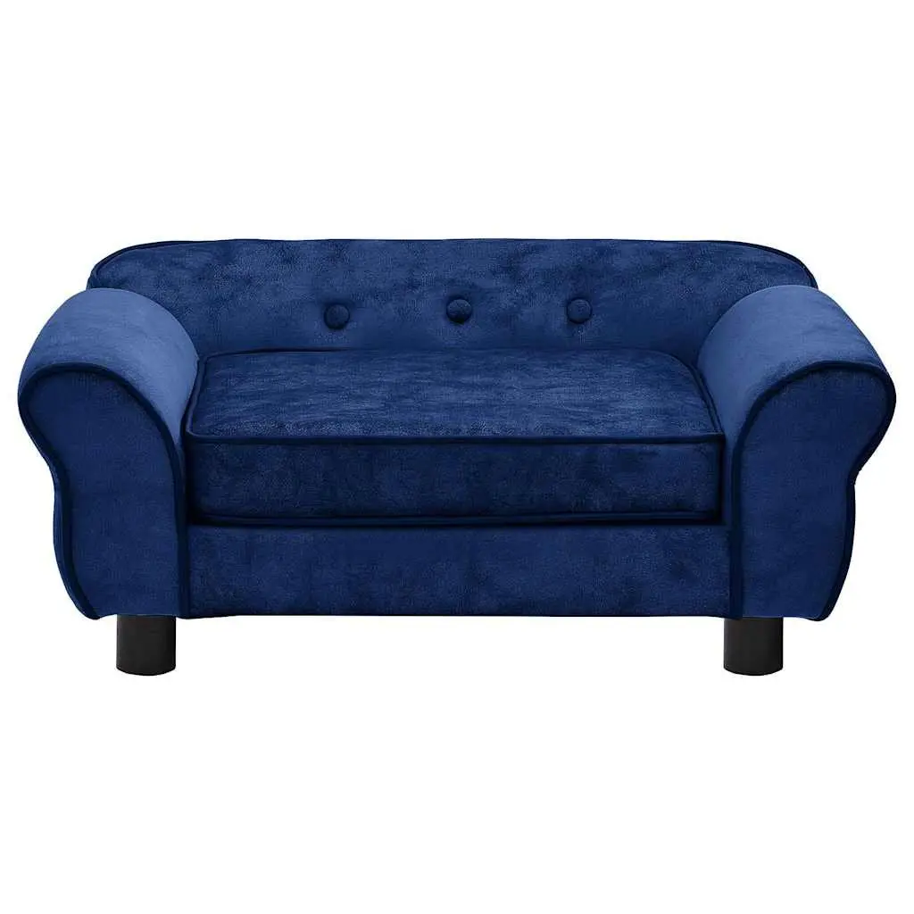 Dog Sofa Bed Plush Wooden Frame Blue Small Animals Cats Washable Cover