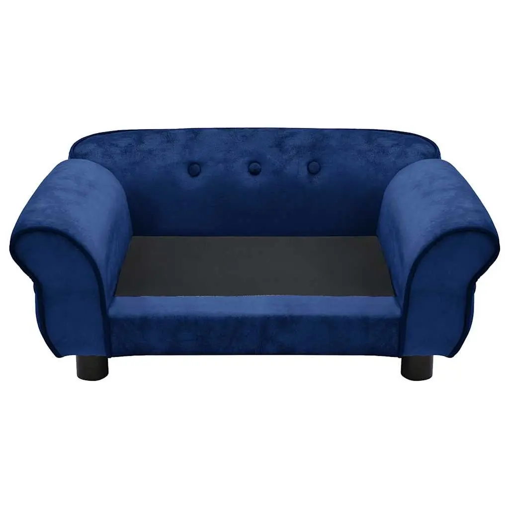 Dog Sofa Bed Plush Wooden Frame Blue Small Animals Cats Washable Cover