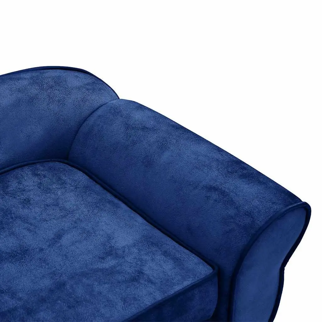 Dog Sofa Bed Plush Wooden Frame Blue Small Animals Cats Washable Cover