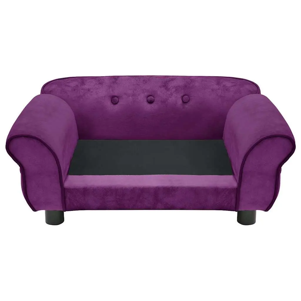 Dog Sofa Plush Cushion Wooden Frame Purple 72x45x30cm