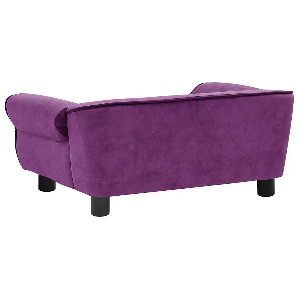 Dog Sofa Plush Cushion Wooden Frame Purple 72x45x30cm