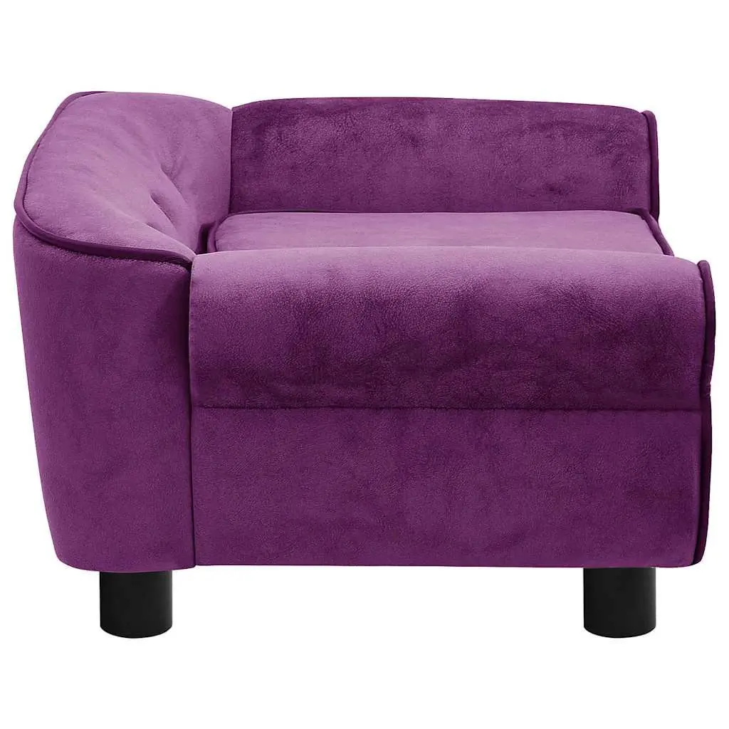 Dog Sofa Plush Cushion Wooden Frame Purple 72x45x30cm