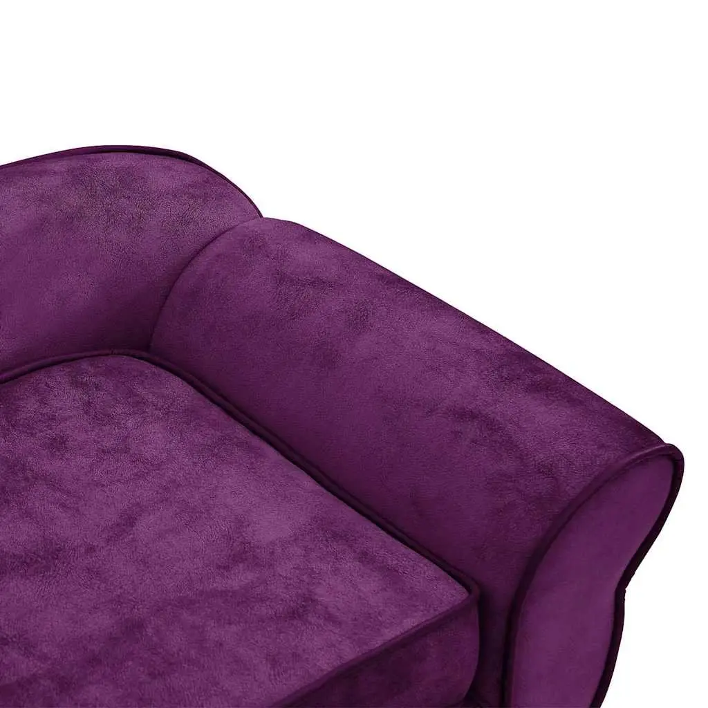 Dog Sofa Plush Cushion Wooden Frame Purple 72x45x30cm