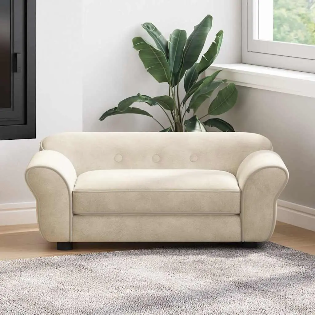 Dog Sofa Plush Cream 72 x 45 x 30 cm Washable Cover