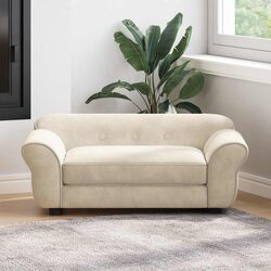 Cream Plush Dog Sofa Bed for Cats and Small Animals