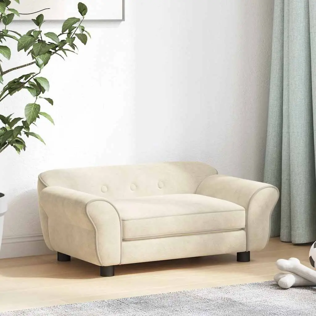 Dog Sofa Plush Cream 72 x 45 x 30 cm Washable Cover