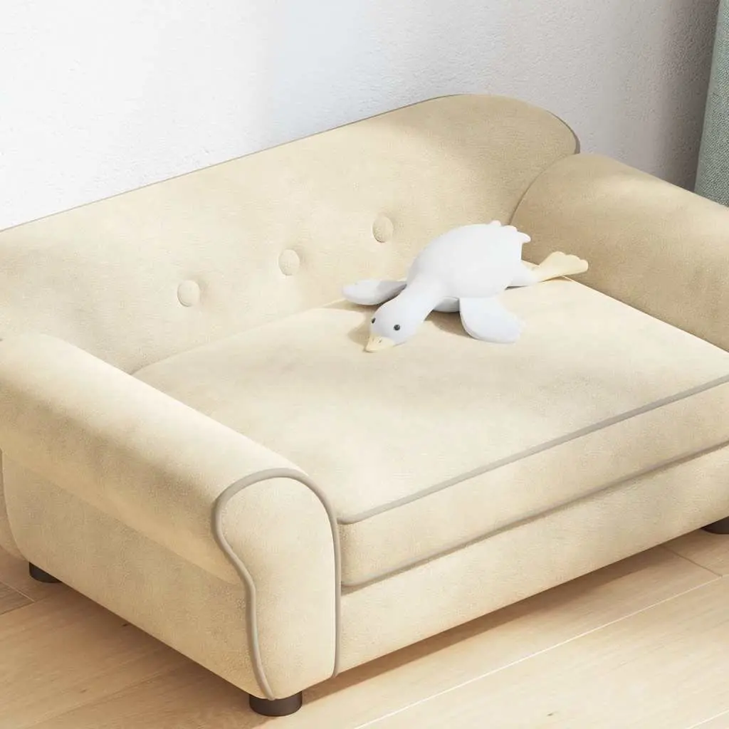 Dog Sofa Plush Cream 72 x 45 x 30 cm Washable Cover