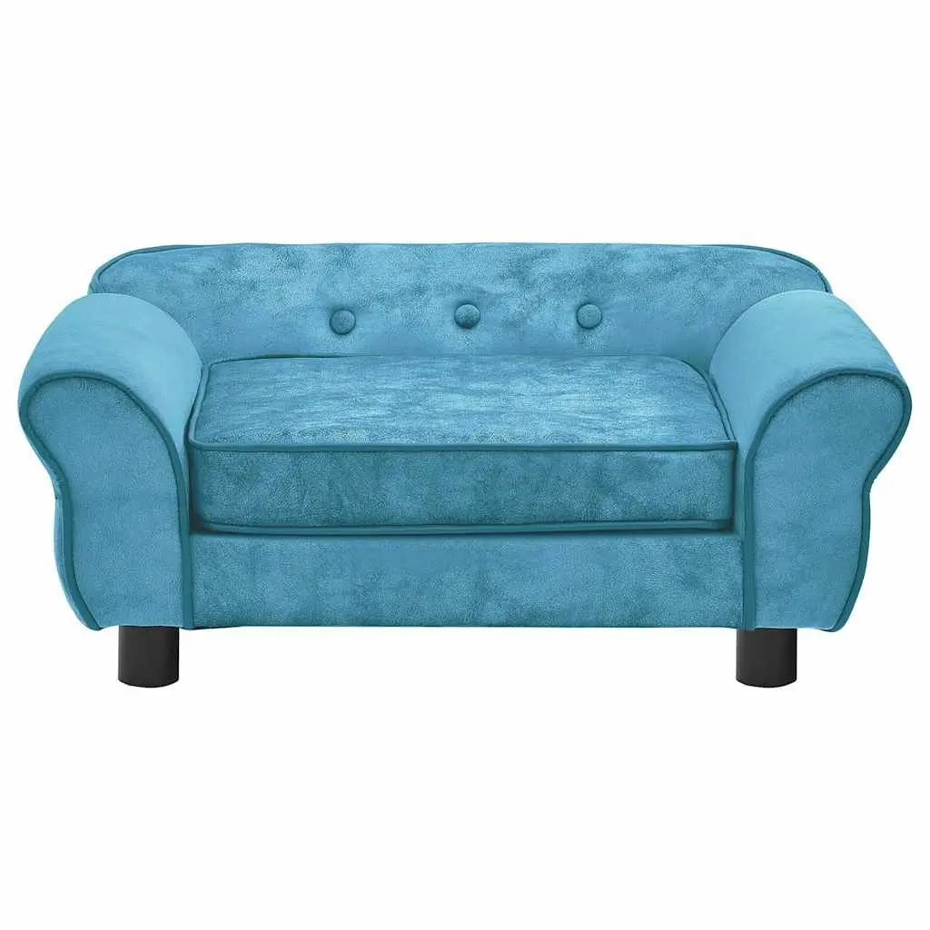 Dog Sofa Bed Wooden Frame Plush Cushion 72 x 45 x 30 cm Turquoise