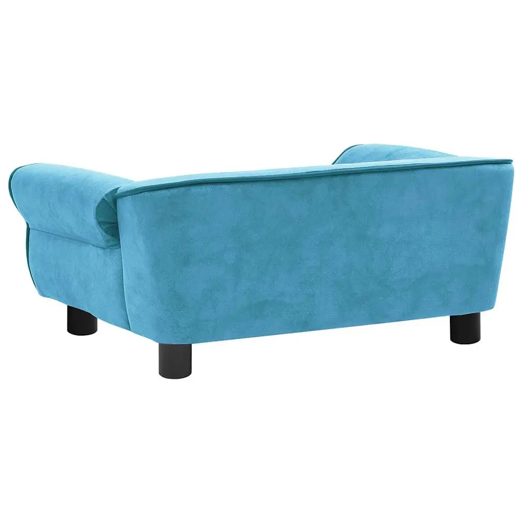 Dog Sofa Bed Wooden Frame Plush Cushion 72 x 45 x 30 cm Turquoise
