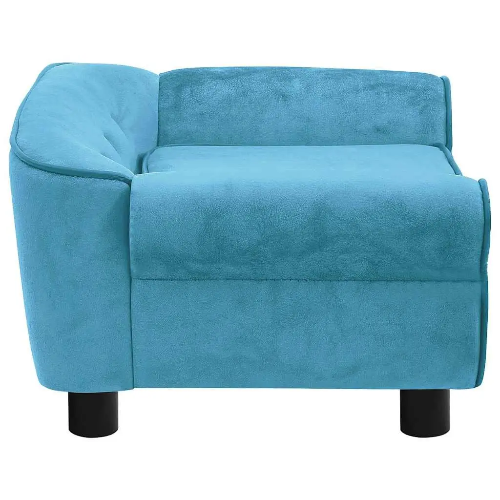 Dog Sofa Bed Wooden Frame Plush Cushion 72 x 45 x 30 cm Turquoise