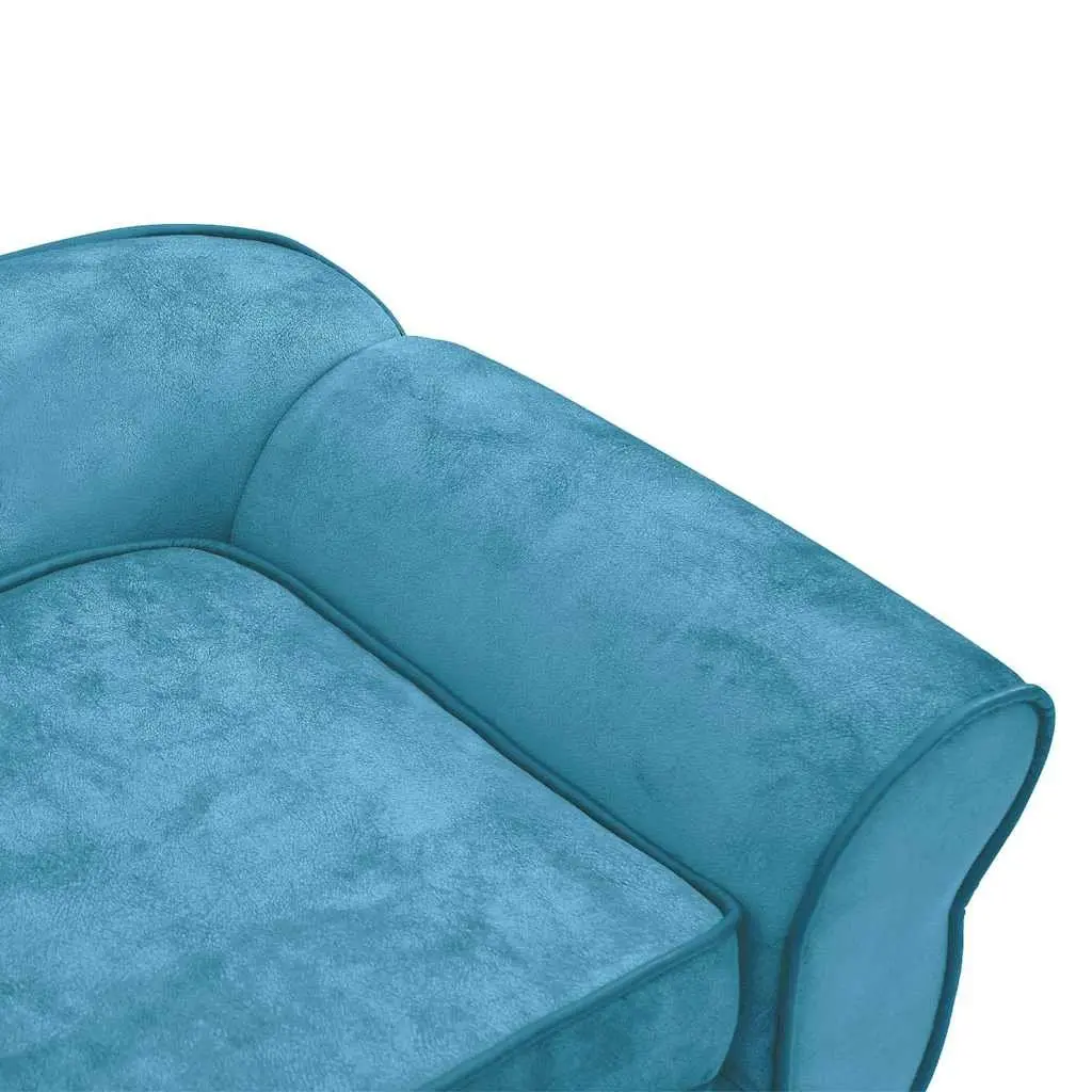 Dog Sofa Bed Wooden Frame Plush Cushion 72 x 45 x 30 cm Turquoise