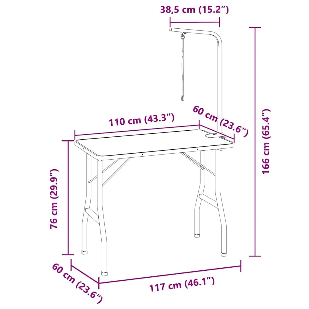 Adjustable Dog Grooming Table with Stainless Steel Arm