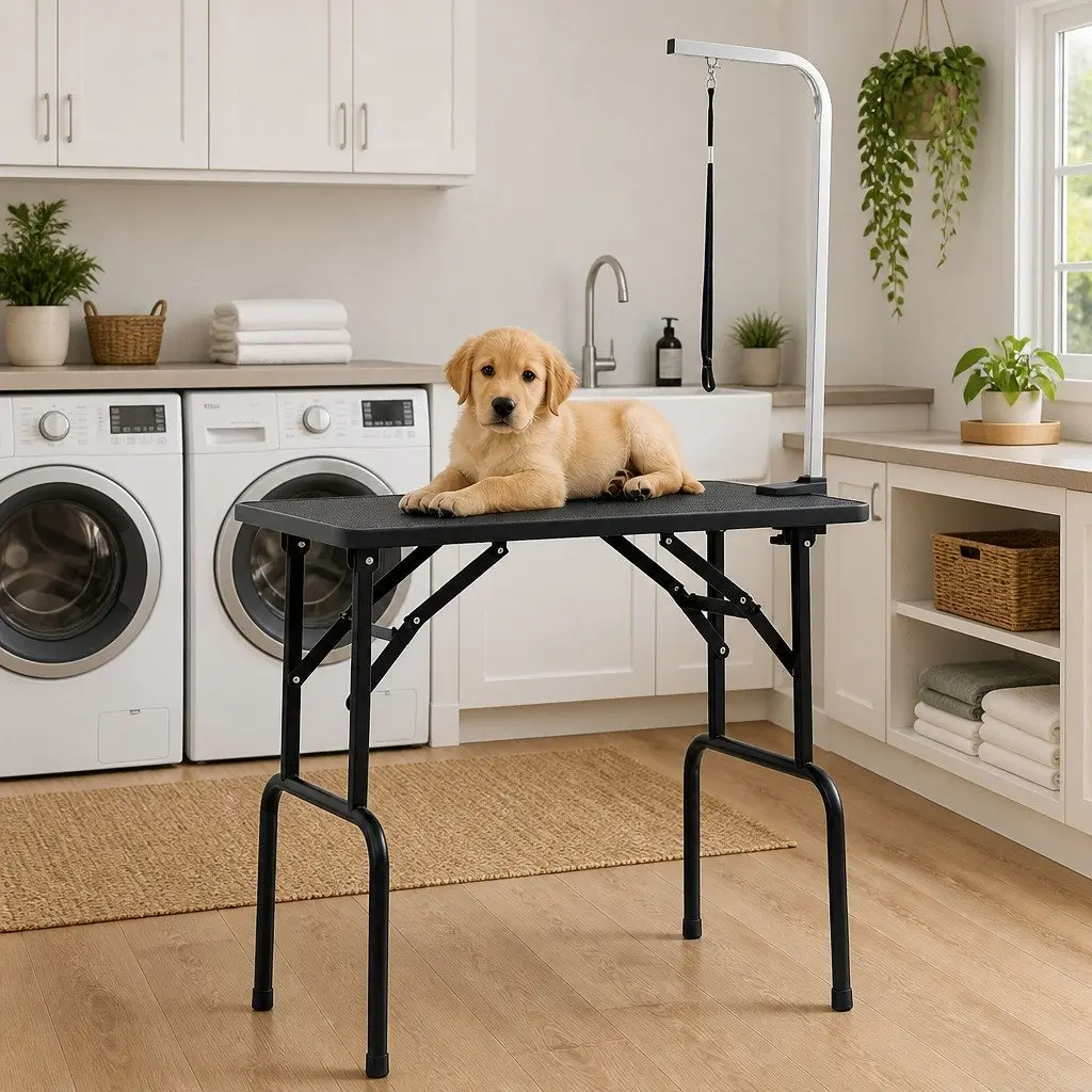 Foldable Dog Grooming Table with Adjustable Arm