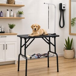 Dog Grooming Table Adjustable Height Foldable Non-Slip Tabletop Steel Legs