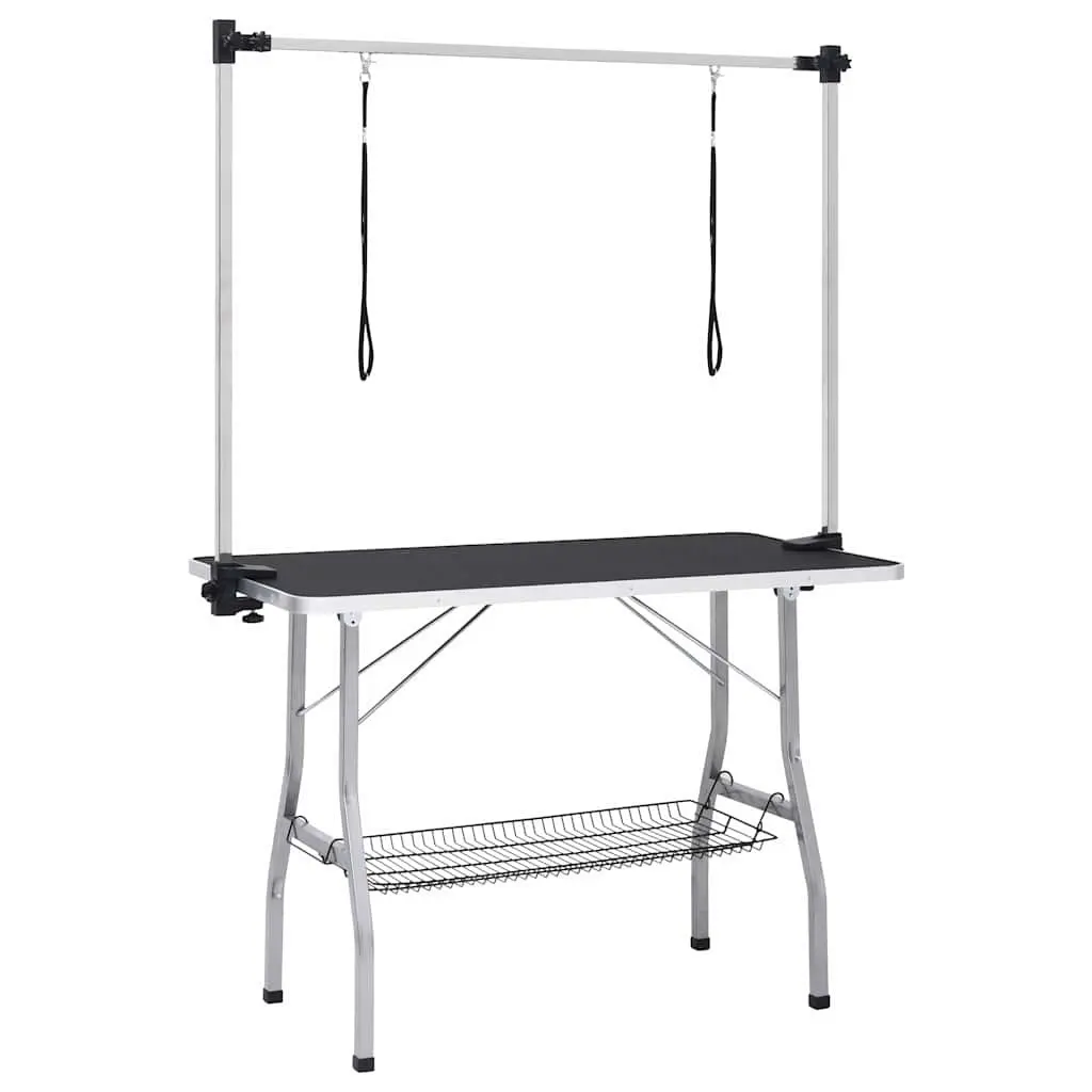 Adjustable Height Foldable Dog Grooming Table with Loops