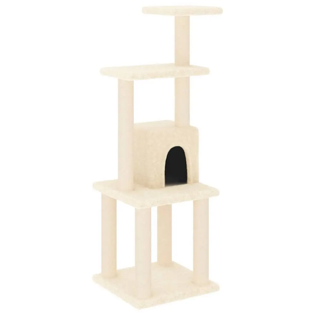 Cat Tree Scratching Post Climbing Activity Centre Perch Rest Cream 105cm