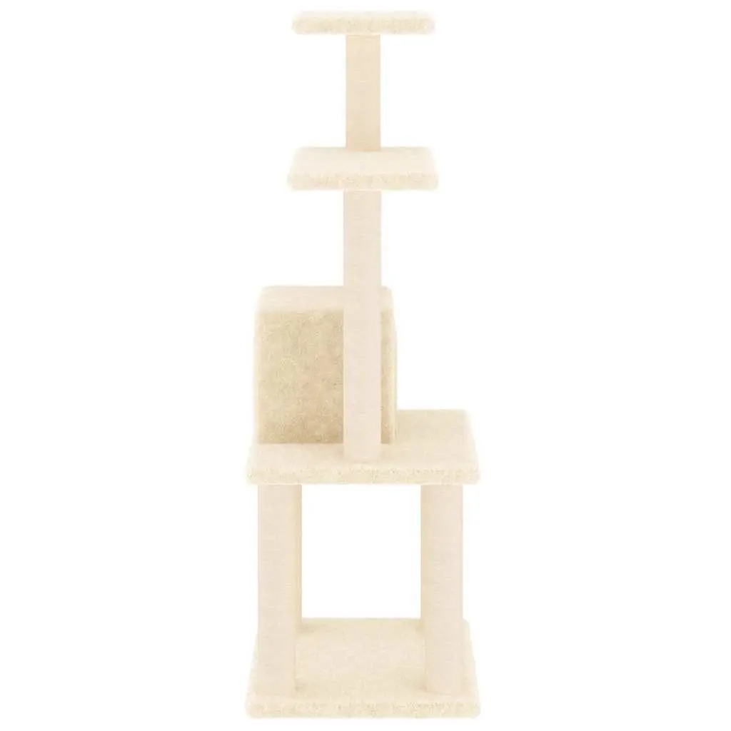 Cat Tree Scratching Post Climbing Activity Centre Perch Rest Cream 105cm
