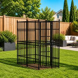 Durable Black Outdoor Dog Kennel Steel Play Pen 1.84m²