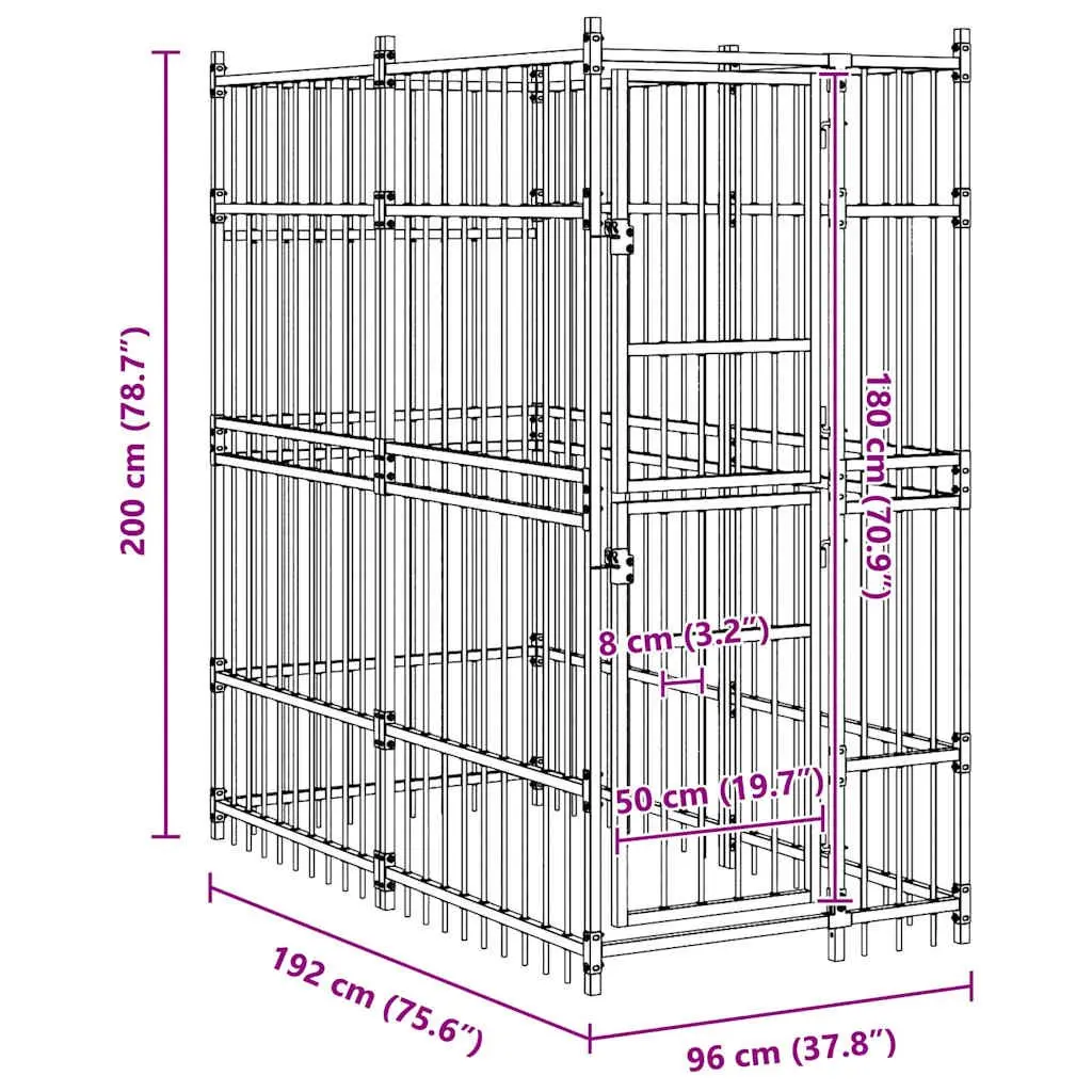 Dog Kennel Steel Outdoor Exercise Run Play Pen Black 1.84m²