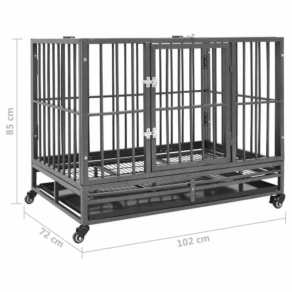 Dog Cage Steel Frame 102x72x85cm Black