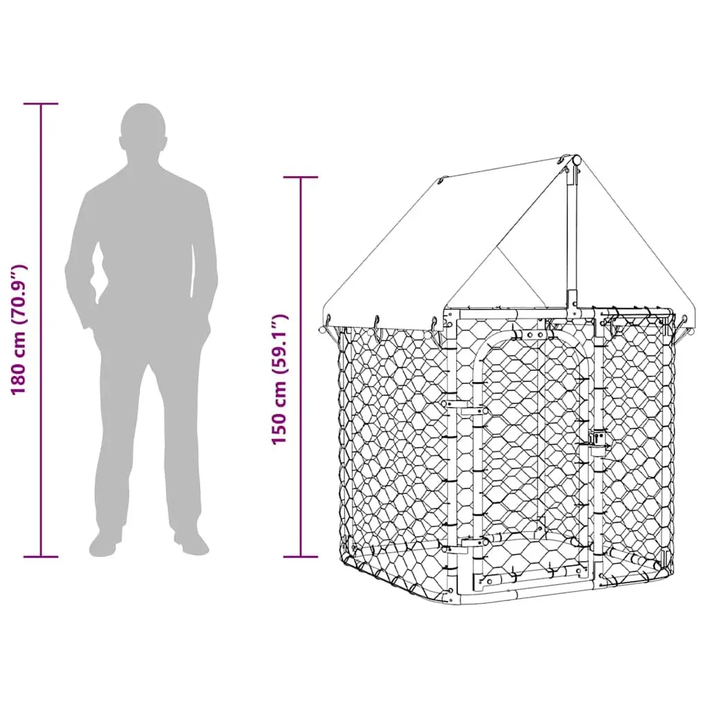 Dog Kennel Silver Galvanised Steel 100x100x150cm Mesh Enclosure with Roof