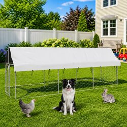 Sturdy Outdoor Dog Kennel with Roof 400x100x150cm Silver