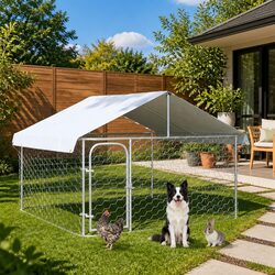 Sturdy Outdoor Dog Kennel with Roof for Secure Play