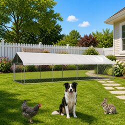 Sturdy Silver Outdoor Dog Kennel with Roof 600x200x150cm