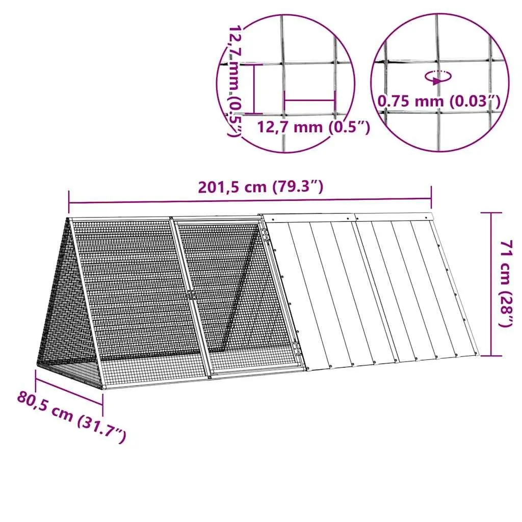 Galvanised Steel Rabbit Cage Outdoor Hutch for Small Pets