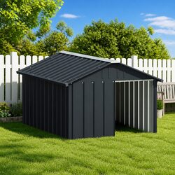 Durable Anthracite Dog House with Galvanised Steel Design