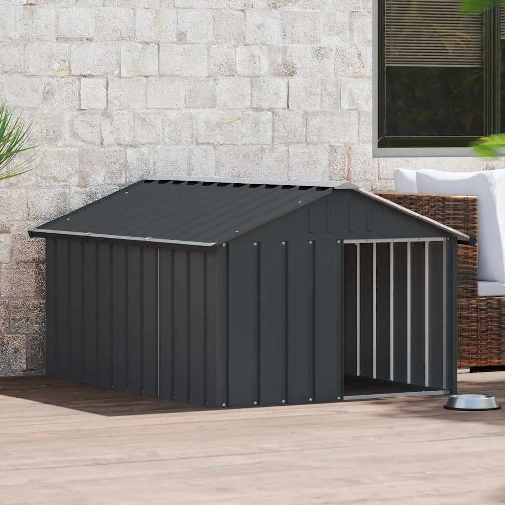 Dog House Galvanised Steel Outdoor Shelter 1165 x 1530 x 815 mm Anthracite