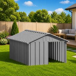 Grey Galvanised Steel Outdoor Dog House for All Weather