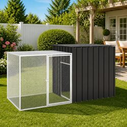 Durable Anthracite Galvanised Steel Chicken Coop