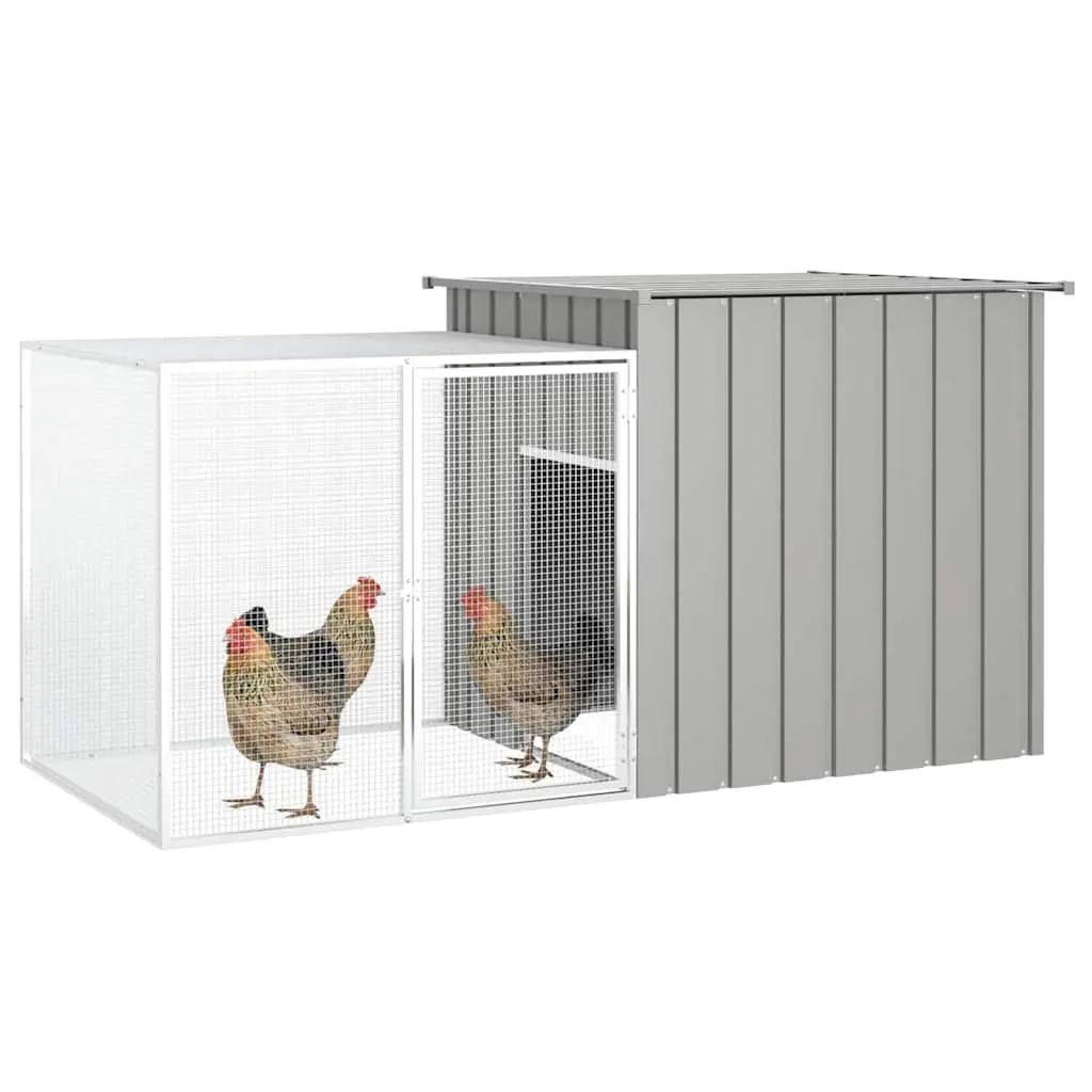 Chicken Cage Galvanised Steel 200 x 91 x 100 cm Grey