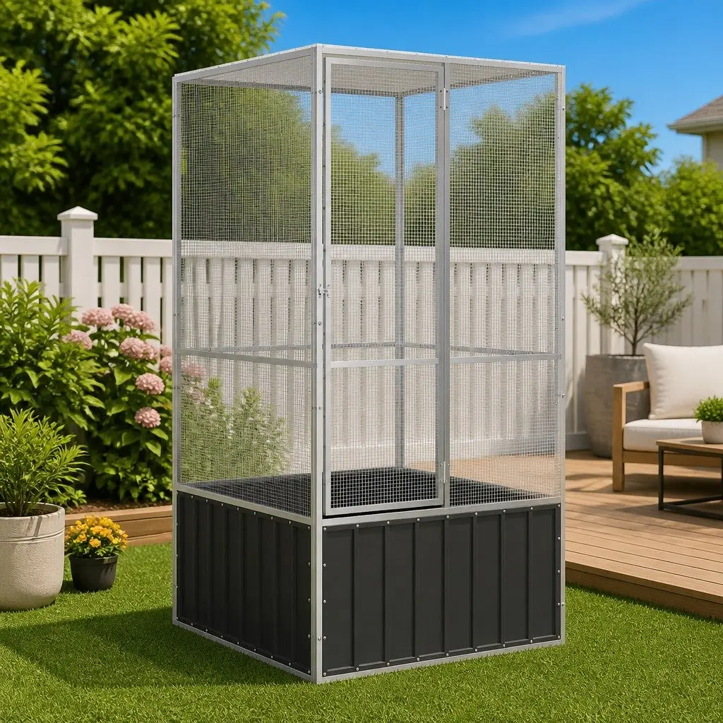 Large Anthracite Bird Cage with Durable Steel Frame