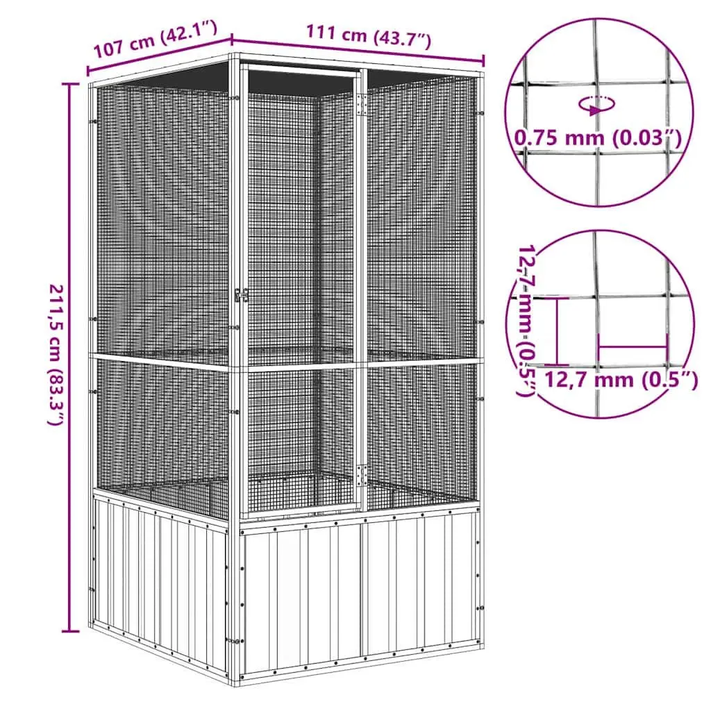 Large Anthracite Bird Cage with Durable Steel Frame
