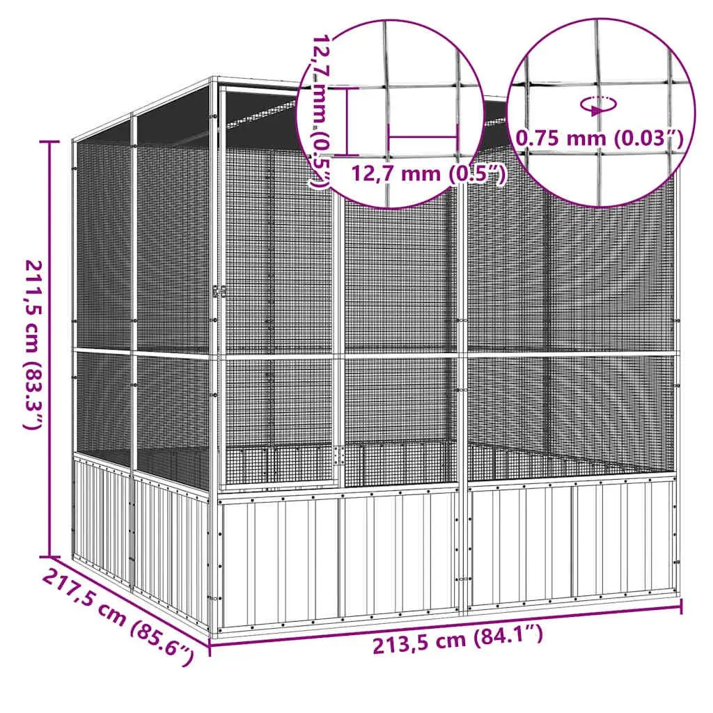 Large Outdoor Bird Cage Aviary in Durable Anthracite