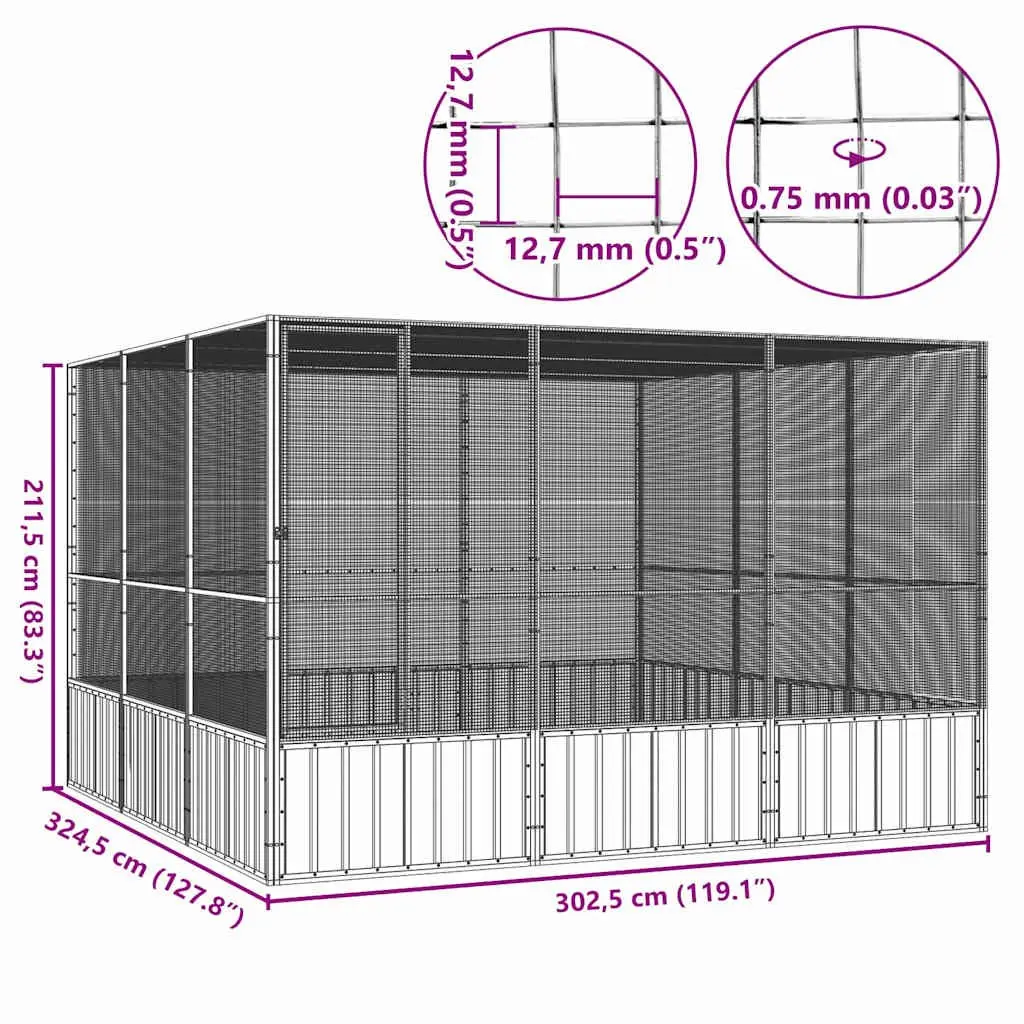 Large Outdoor Bird Cage with Galvanised Steel Frame