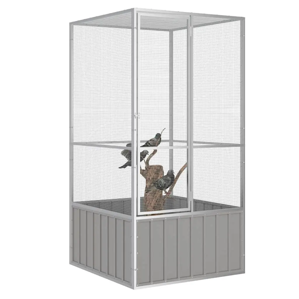 Large Grey Bird Cage with Galvanised Steel Frame