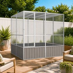 Large Grey Bird Cage with Galvanised Steel Frame