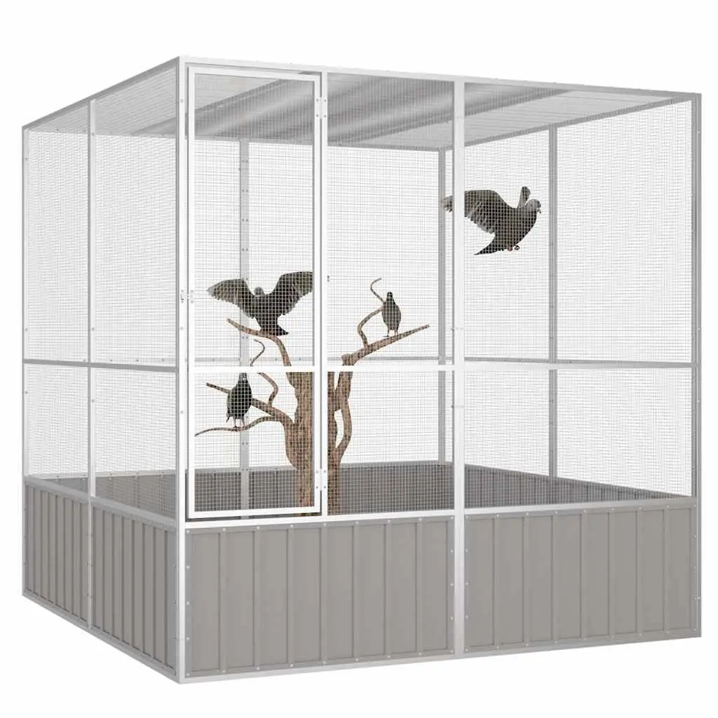 Large Grey Bird Cage with Galvanised Steel Frame