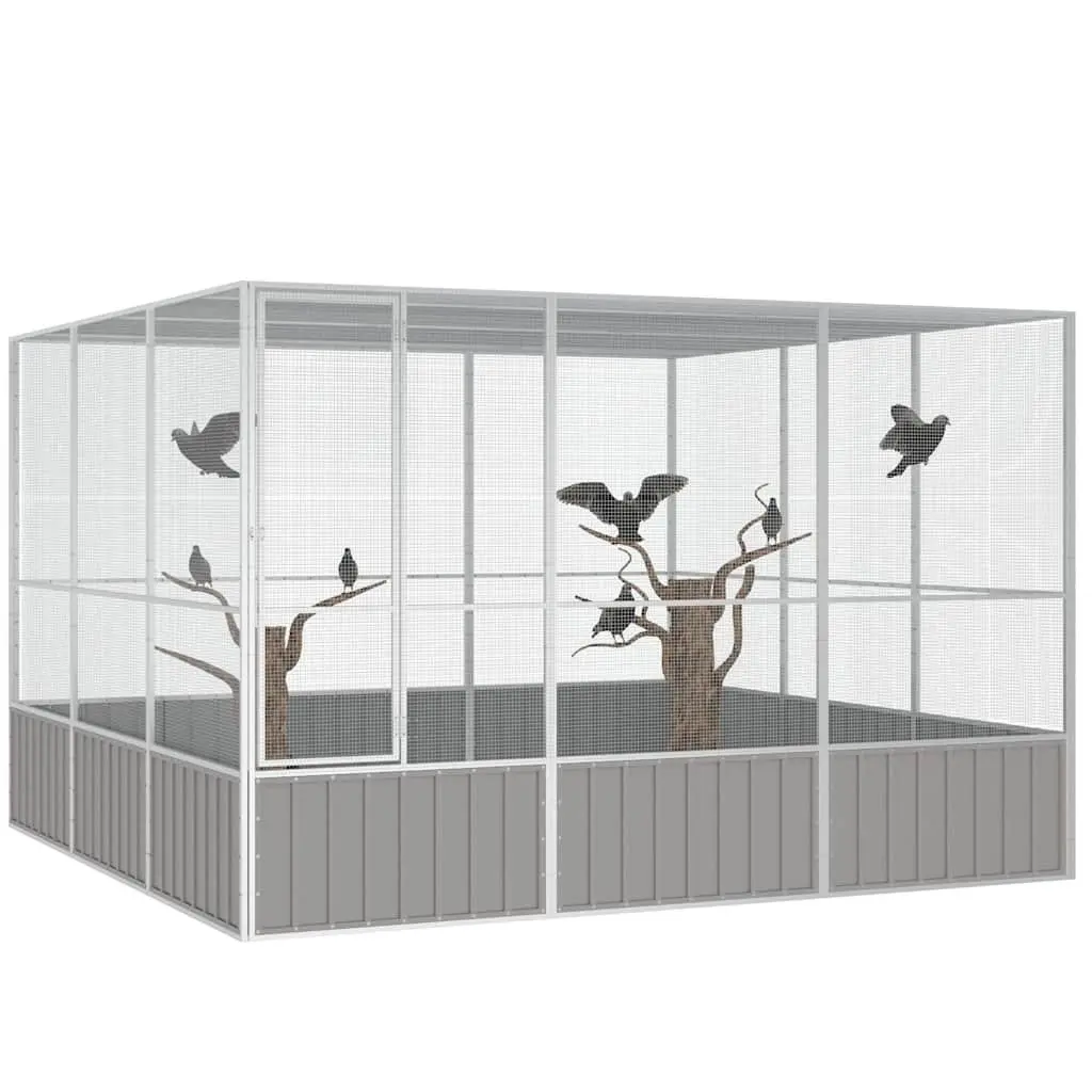 Large Grey Bird Cage with Galvanised Steel Frame