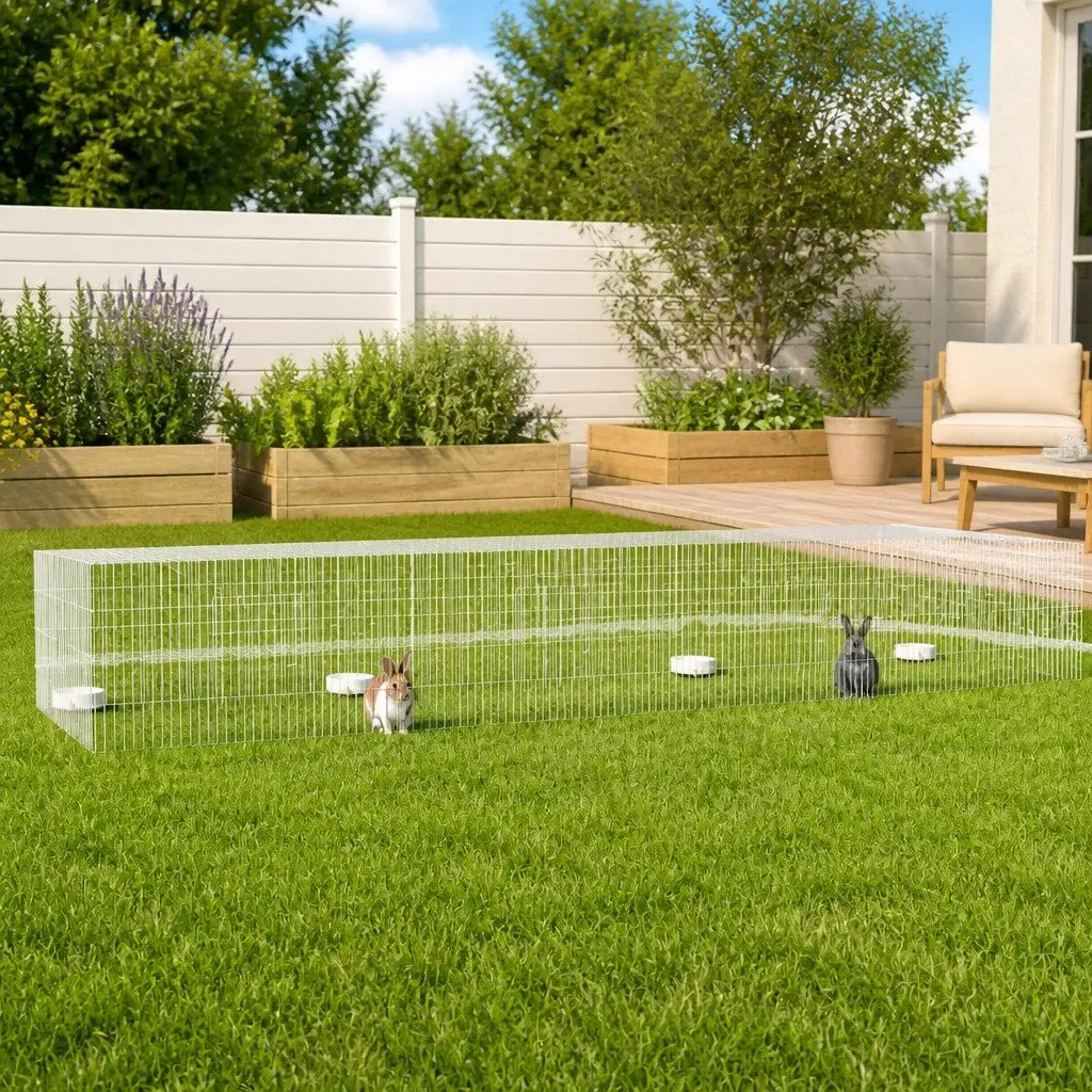 4-Panel Rabbit Cage for Small Pets, Silver 433cm