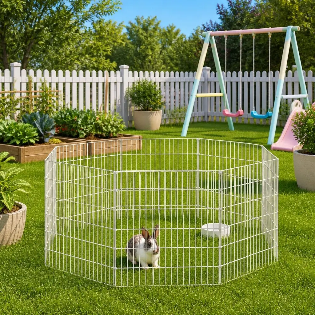 8-Panel Small Animal Enclosure for Durable Pet Exercise