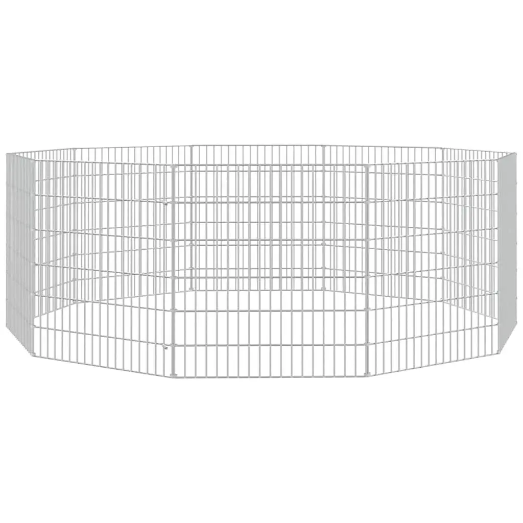 Small Animal Enclosure Galvanised Iron 10 Panel Silver Playpen Exercise Pen for Rabbit Guinea Pig Run