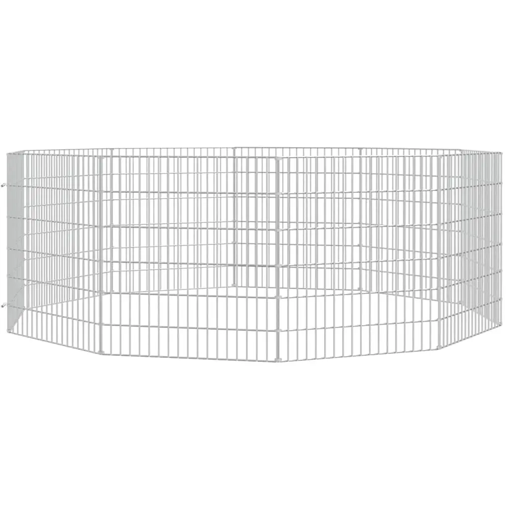 Small Animal Enclosure Galvanised Iron 10 Panel Silver Playpen Exercise Pen for Rabbit Guinea Pig Run