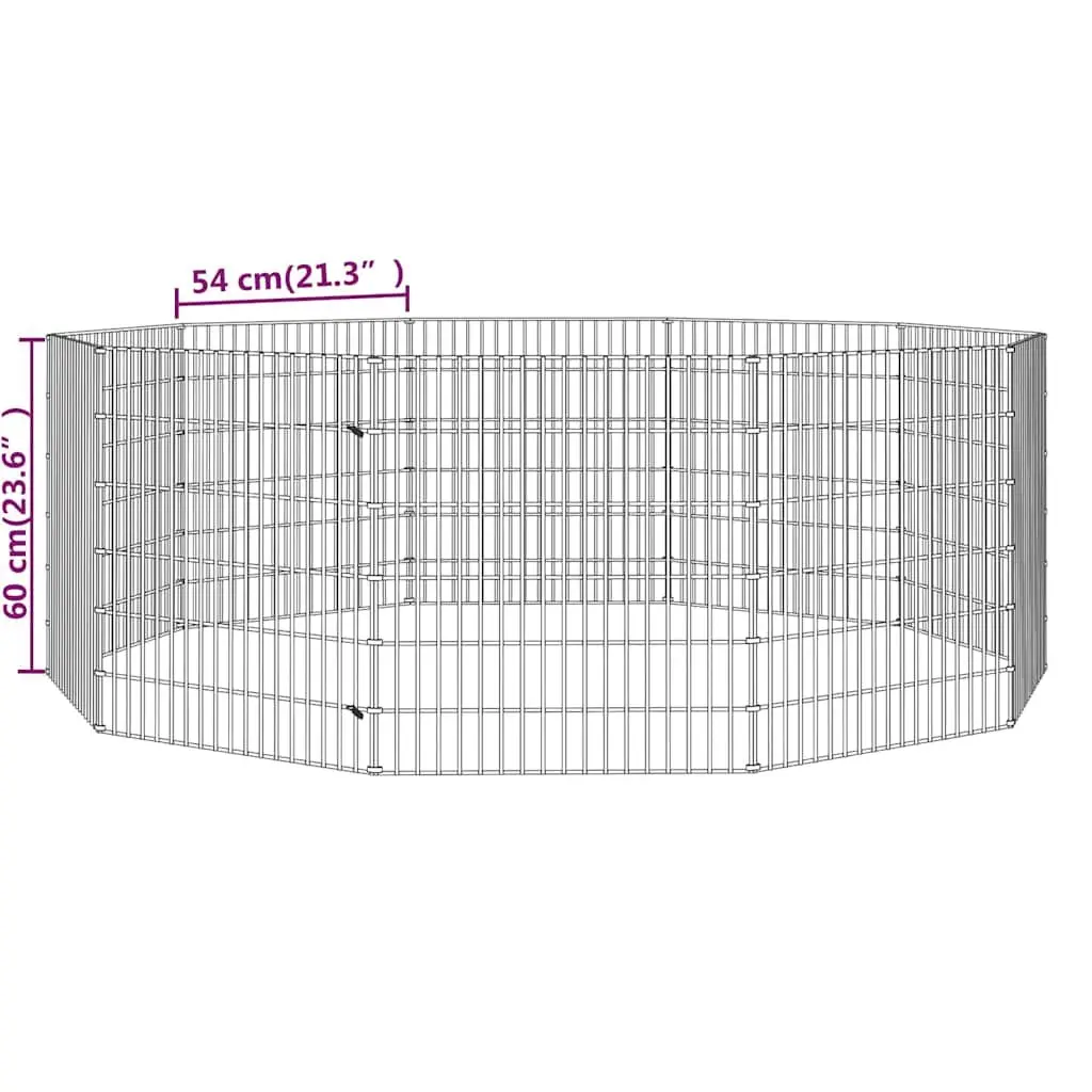 Small Animal Enclosure Galvanised Iron 10 Panel Silver Playpen Exercise Pen for Rabbit Guinea Pig Run