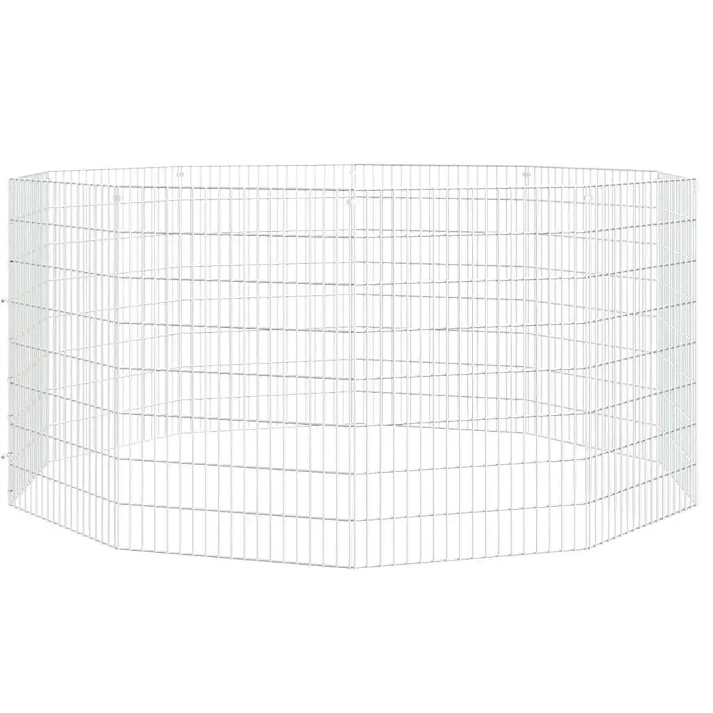 Small Animal Enclosure 10-Panel Pet Pen Rabbit Guinea Pig Run Playpen Silver