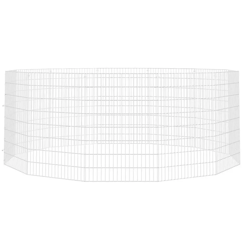 Small Animal Enclosure Galvanised Iron 12 Panel Pen Silver